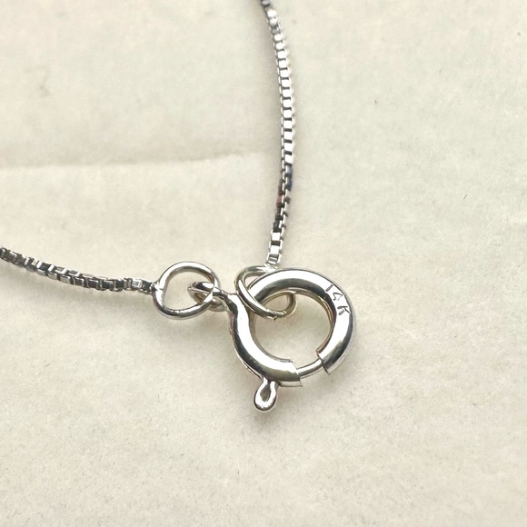 14k White Gold Necklace S Curve Diamond Necklace Stamped on Clasp Artsy Gift - Picture 5 of 6
